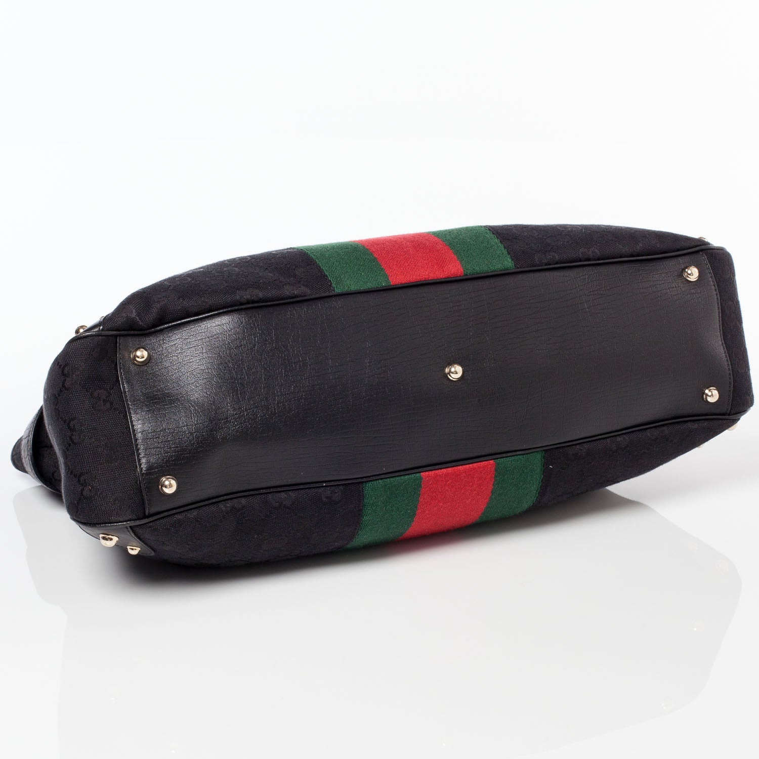 Gucci Monogram Horsebit Web Tote Black 5 of 10