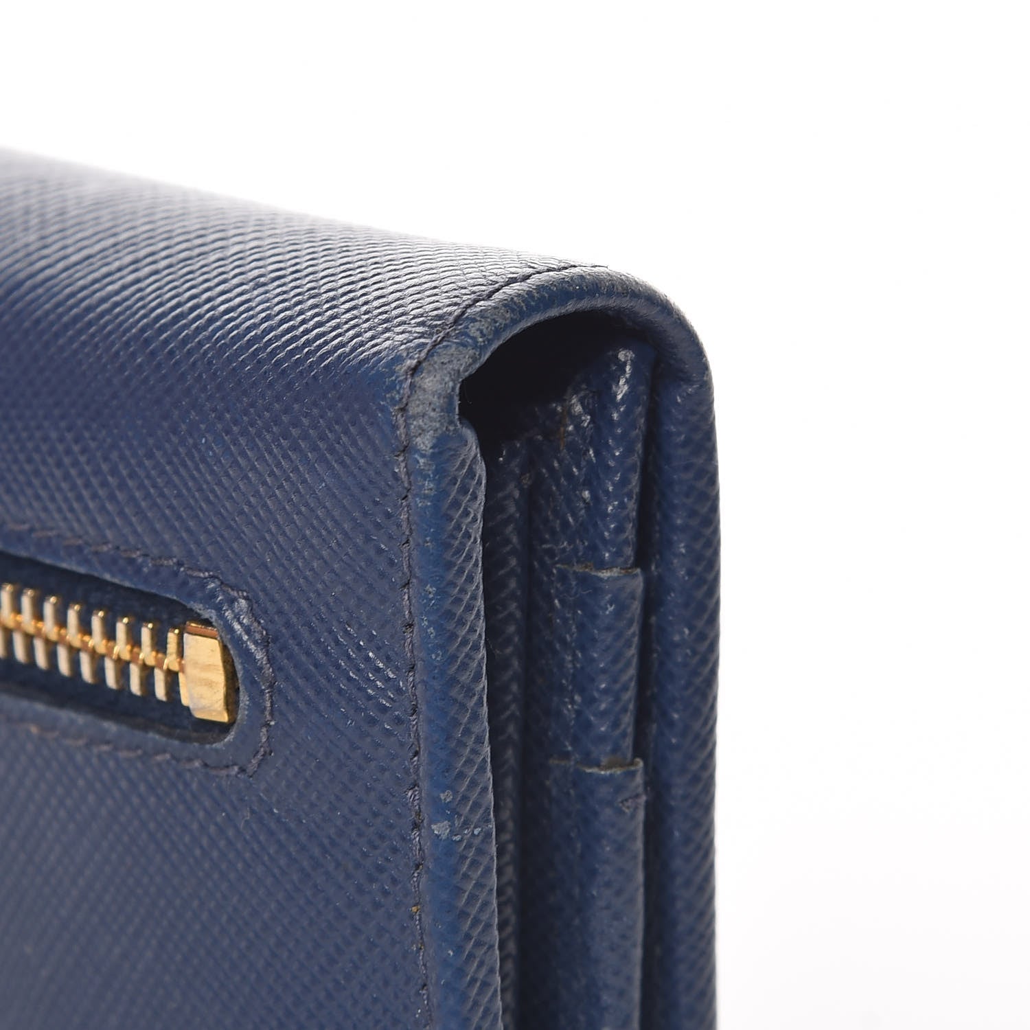 Prada Saffiano Metal Continental Flap Wallet Bleuette 10 of 13