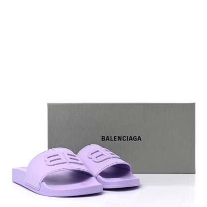 Balenciaga Rubber BB Womens Pool Slide Sandals 40 Lilac 8 of 8