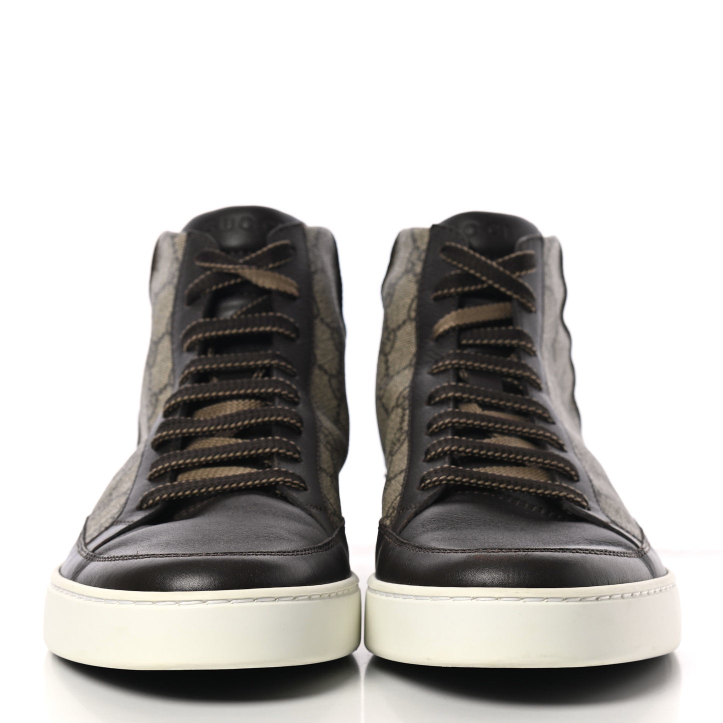 GG Supreme Monogram Mens Common High Top Sneakers 8 Brown
