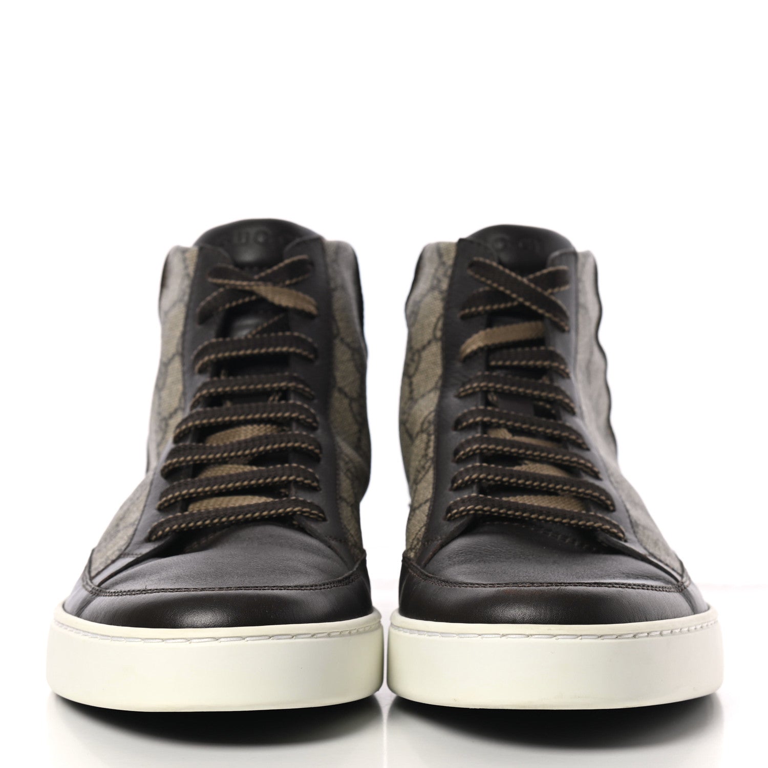 Gucci GG Supreme Monogram Mens Common High Top Sneakers 8 Brown 2 of 7