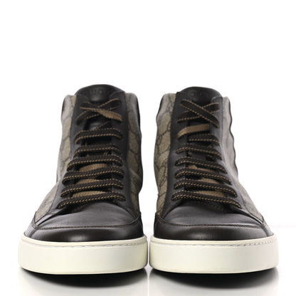 Gucci GG Supreme Monogram Mens Common High Top Sneakers 8 Brown 2 of 7