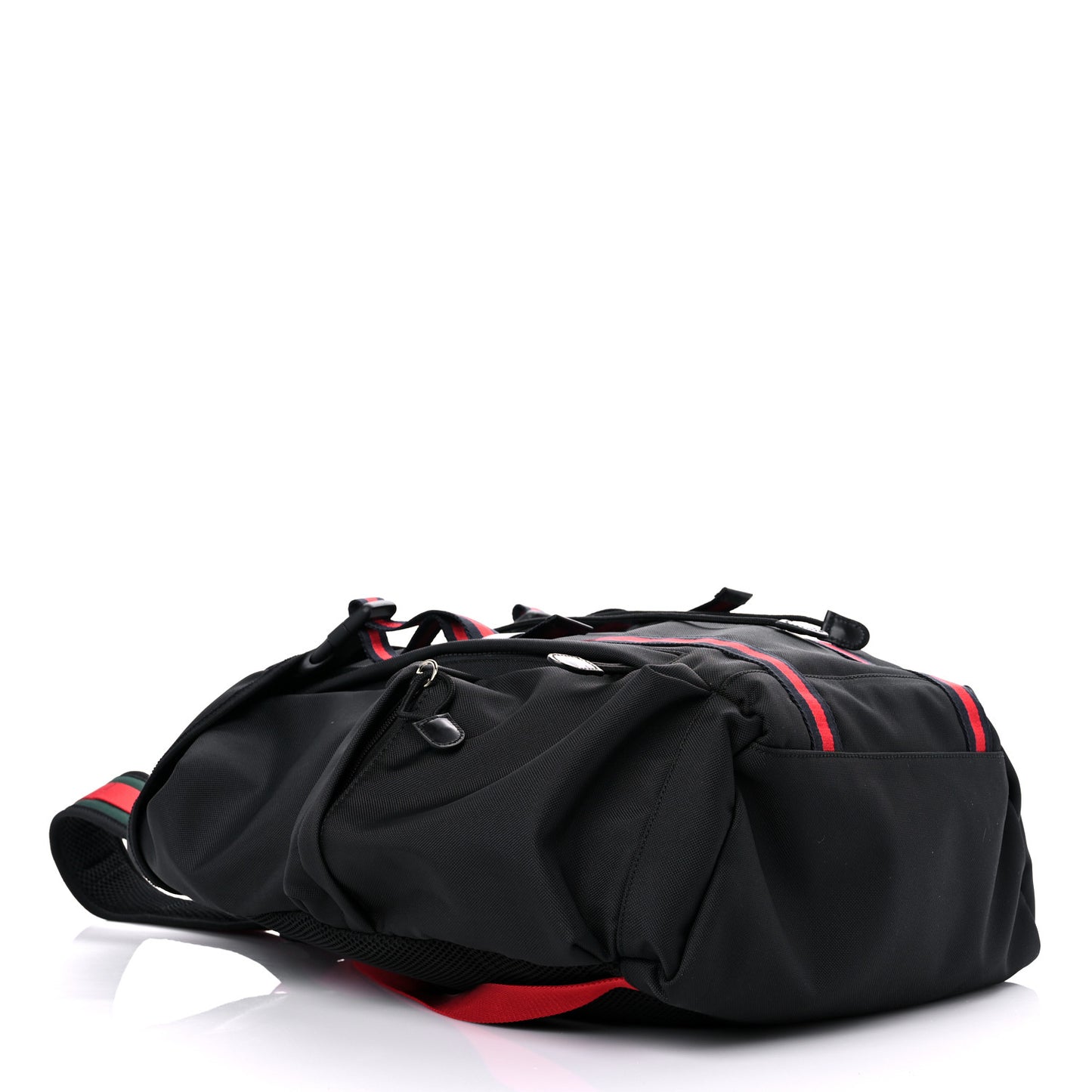 Techno Canvas Web Double Buckle Backpack Black