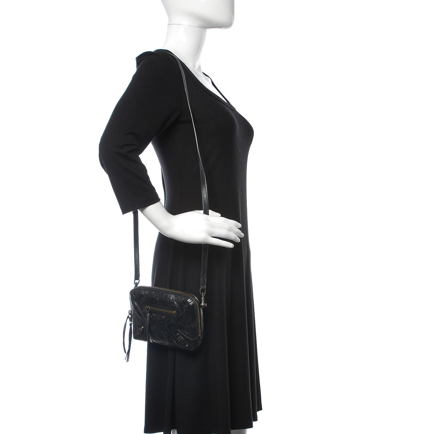 Agneau Classic Hardware XS Reporter Crossbody Black