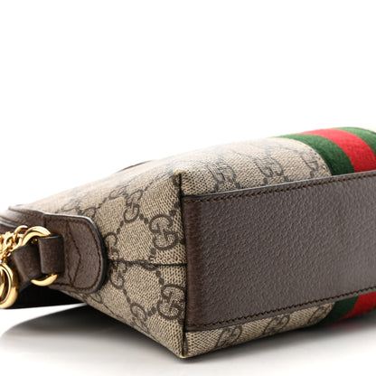 Gucci GG Supreme Monogram Textured Dollar Calfskin Web Small Ophidia Dome Shoulder Bag Beige Ebony New Acero 9 of 12