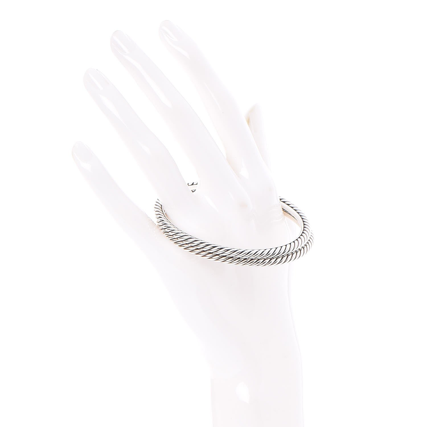 David Yurman Sterling Silver Cable Classics Bangles Bracelet Set of 2 2 of 5
