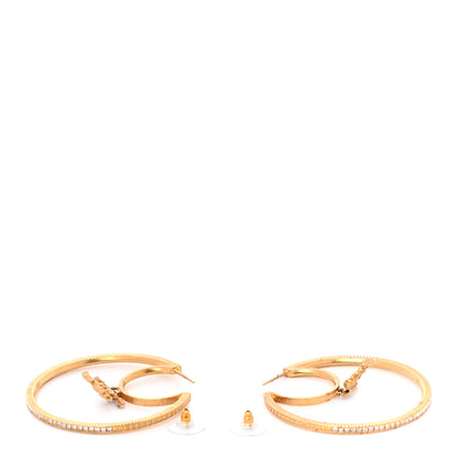 Chanel Crystal CC Drop Hoop Earrings Gold 3 of 6