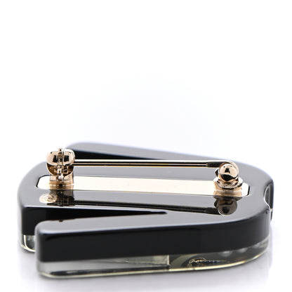 Chanel Resin Sweater CC Brooch Black White 4 of 5