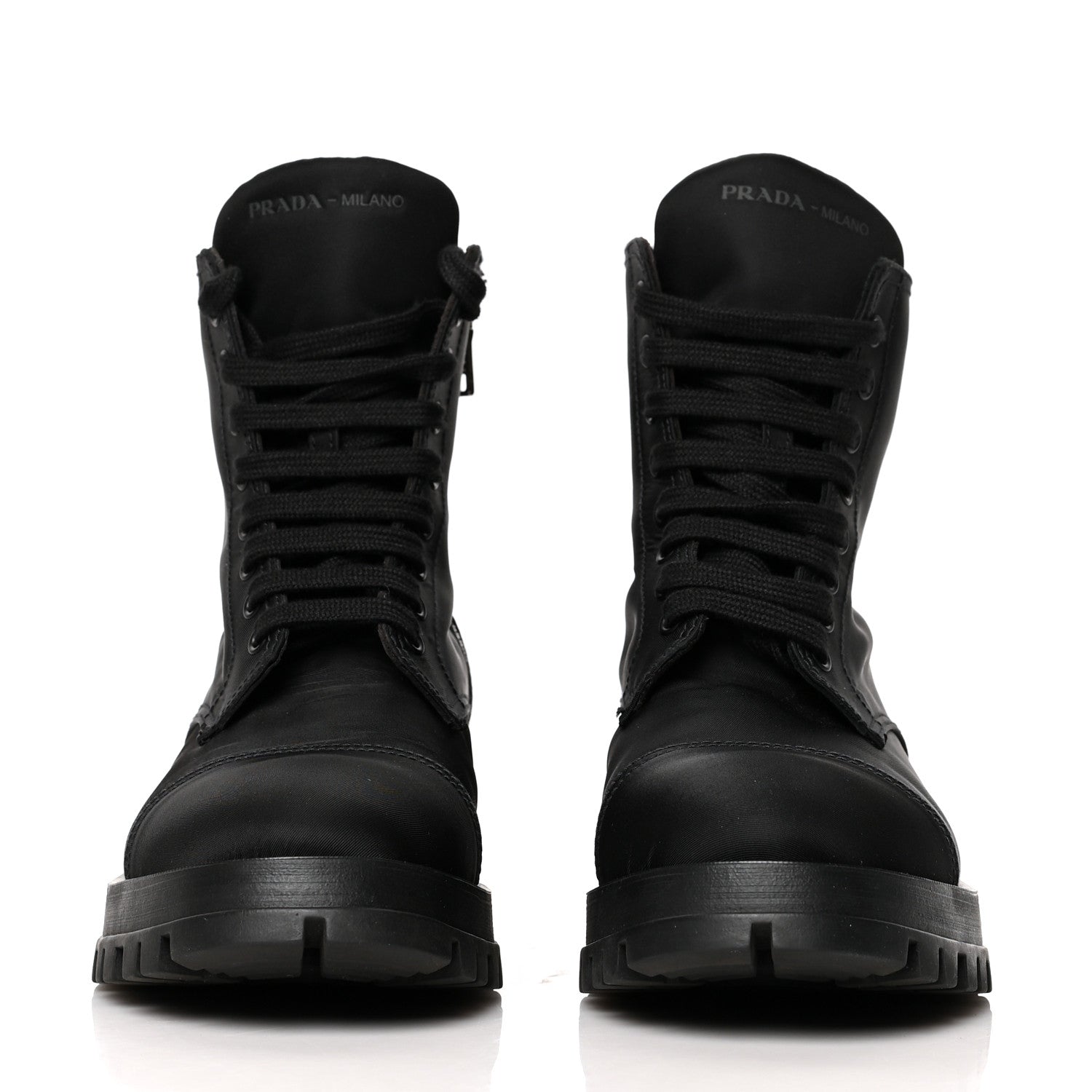 Prada Nylon Gabardine Captoe 30mm Combat Boots 37.5 Black 2 of 8
