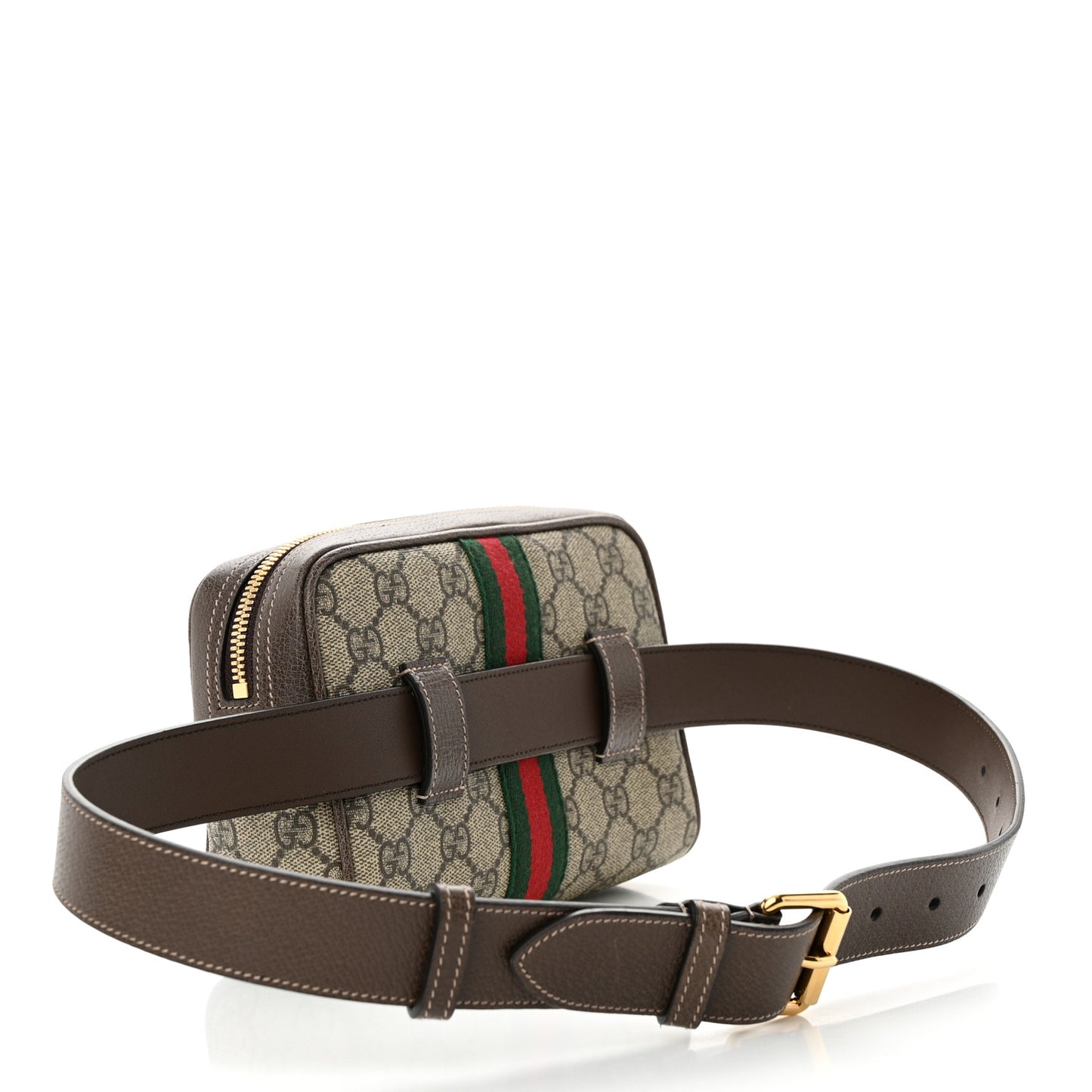 GG Supreme Monogram Web Small Ophidia Belt Bag 75 30 Dark Brown