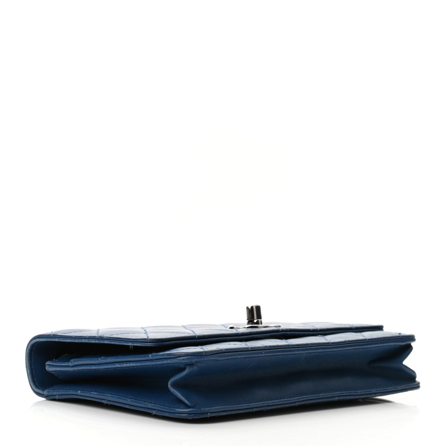 Lambskin Quilted Trendy CC Wallet On Chain WOC Blue