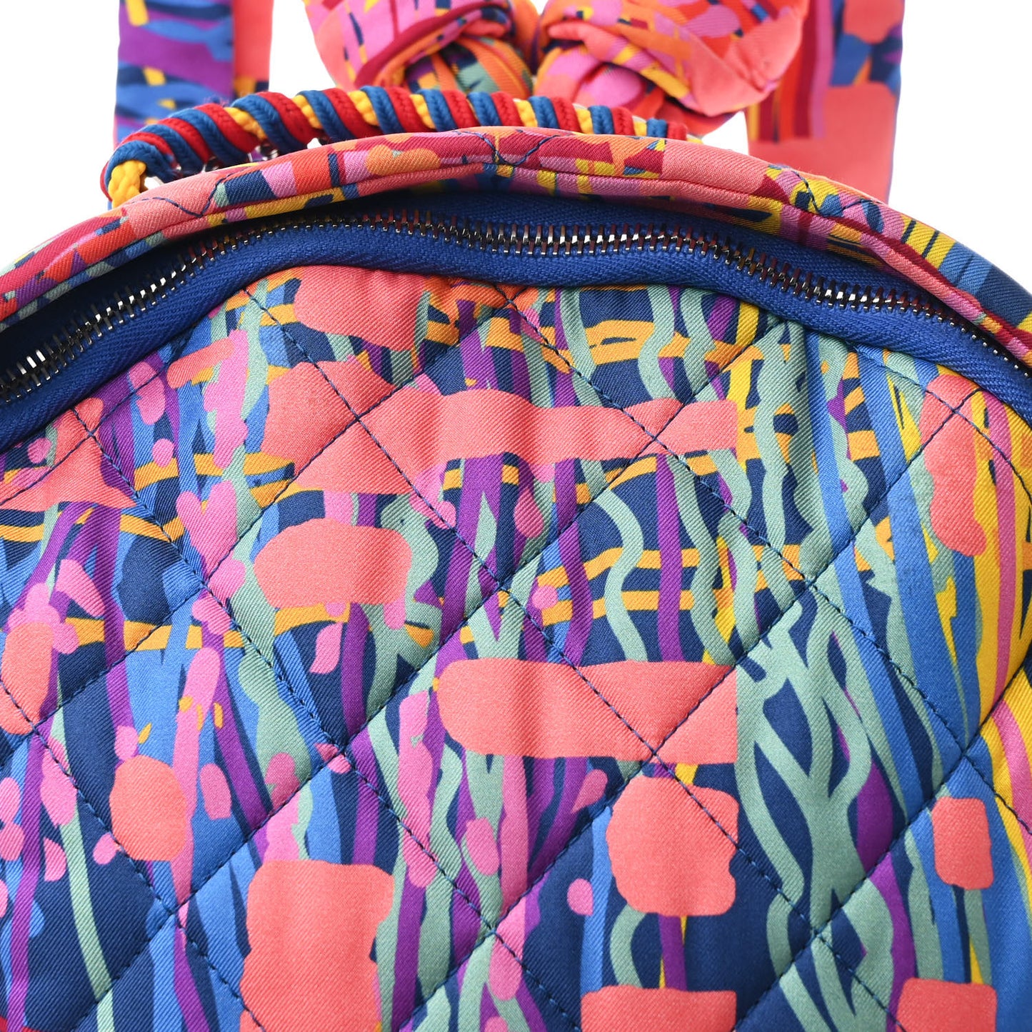 Foulard Fabric Quilted Printed Backpack Pink