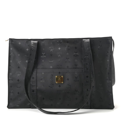 MCM Monogram Coated Canvas Tote Bag Black 1 of 9