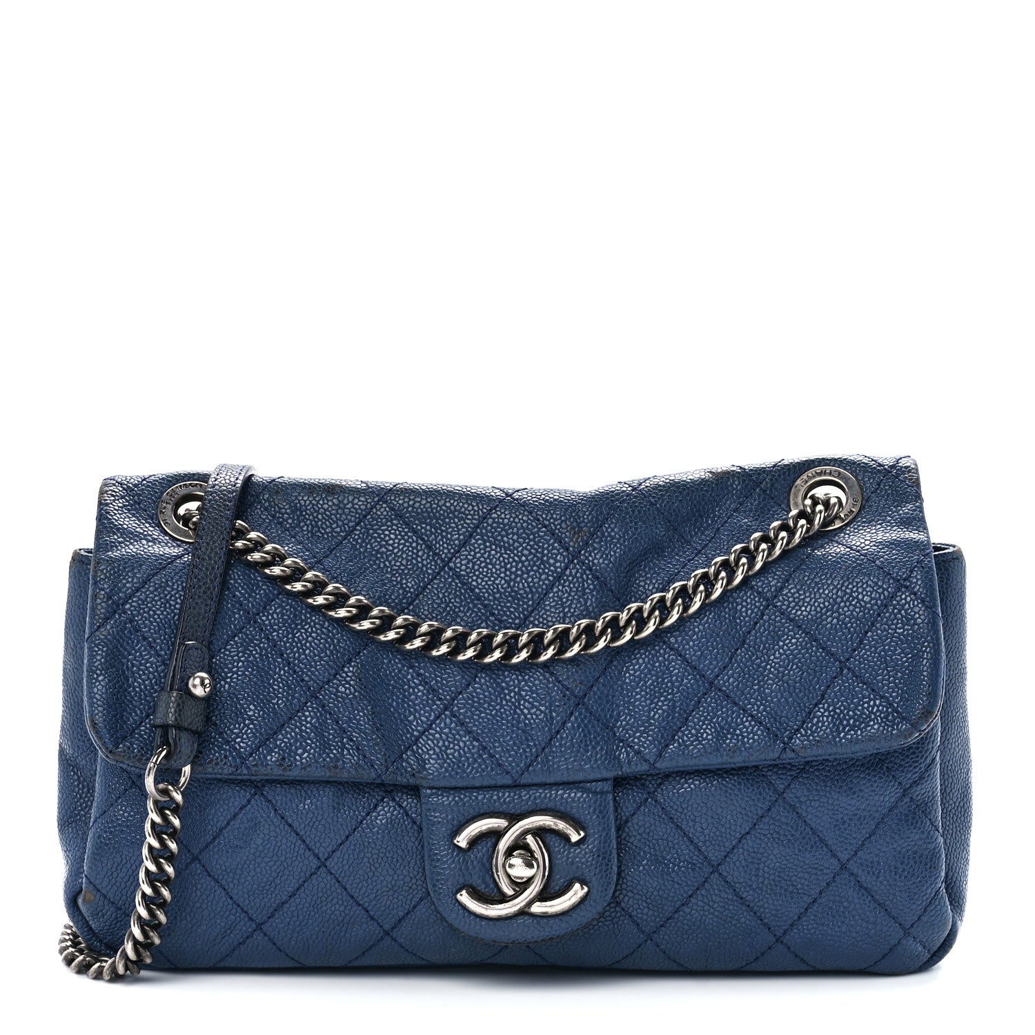 Chanel Caviar Quilted Medium Simply CC Flap Blue 1 of 15