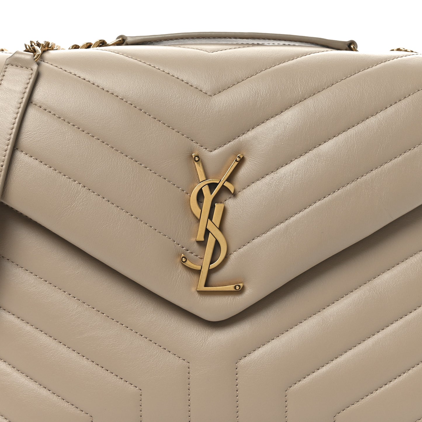 Calfskin Y Quilted Monogram Medium Loulou Chain Satchel Dark Beige