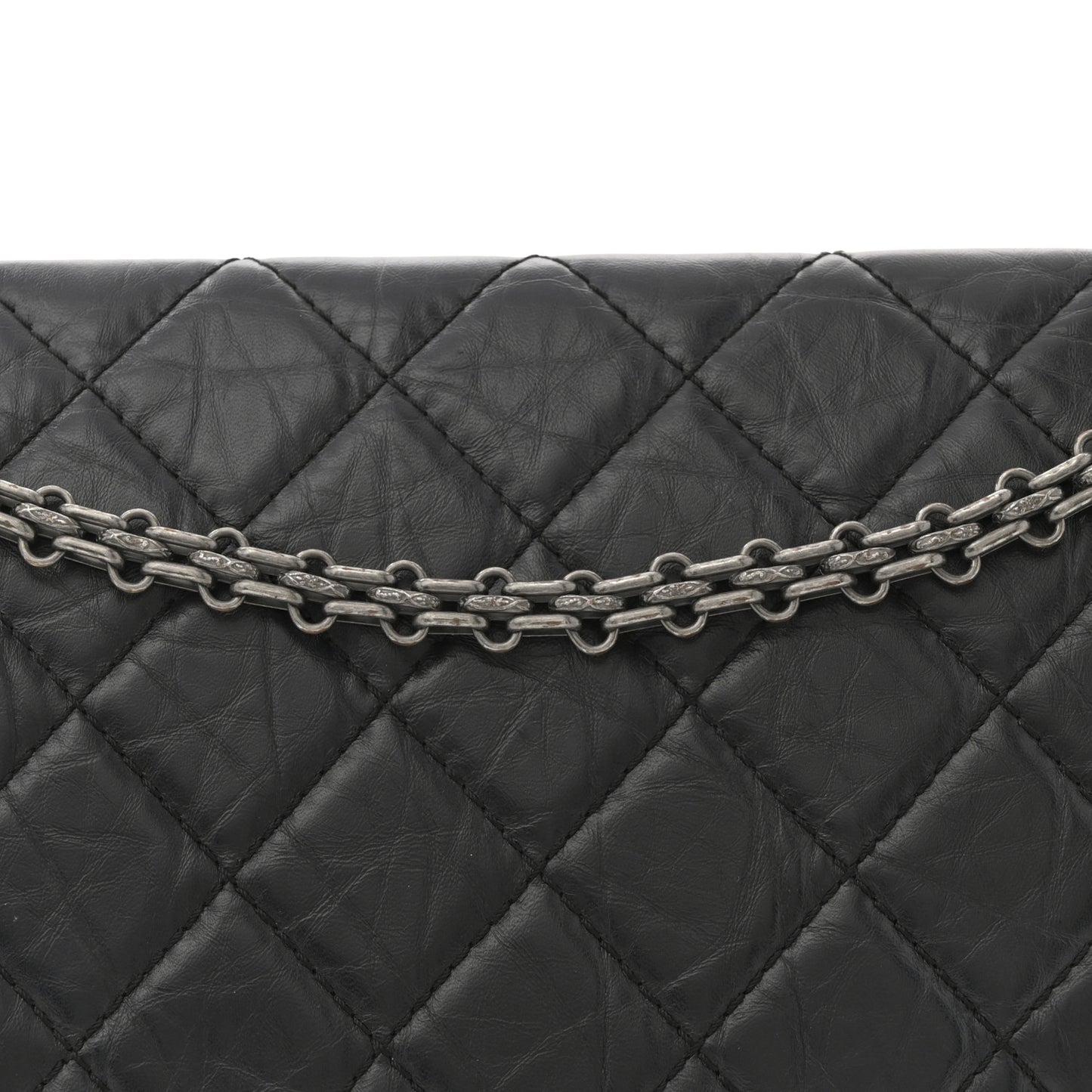 Aged Calfskin Quilted 2.55 Reissue 227 Flap Black