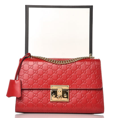 Gucci Guccissima Medium Padlock Shoulder Bag Hibiscus Red 9 of 9