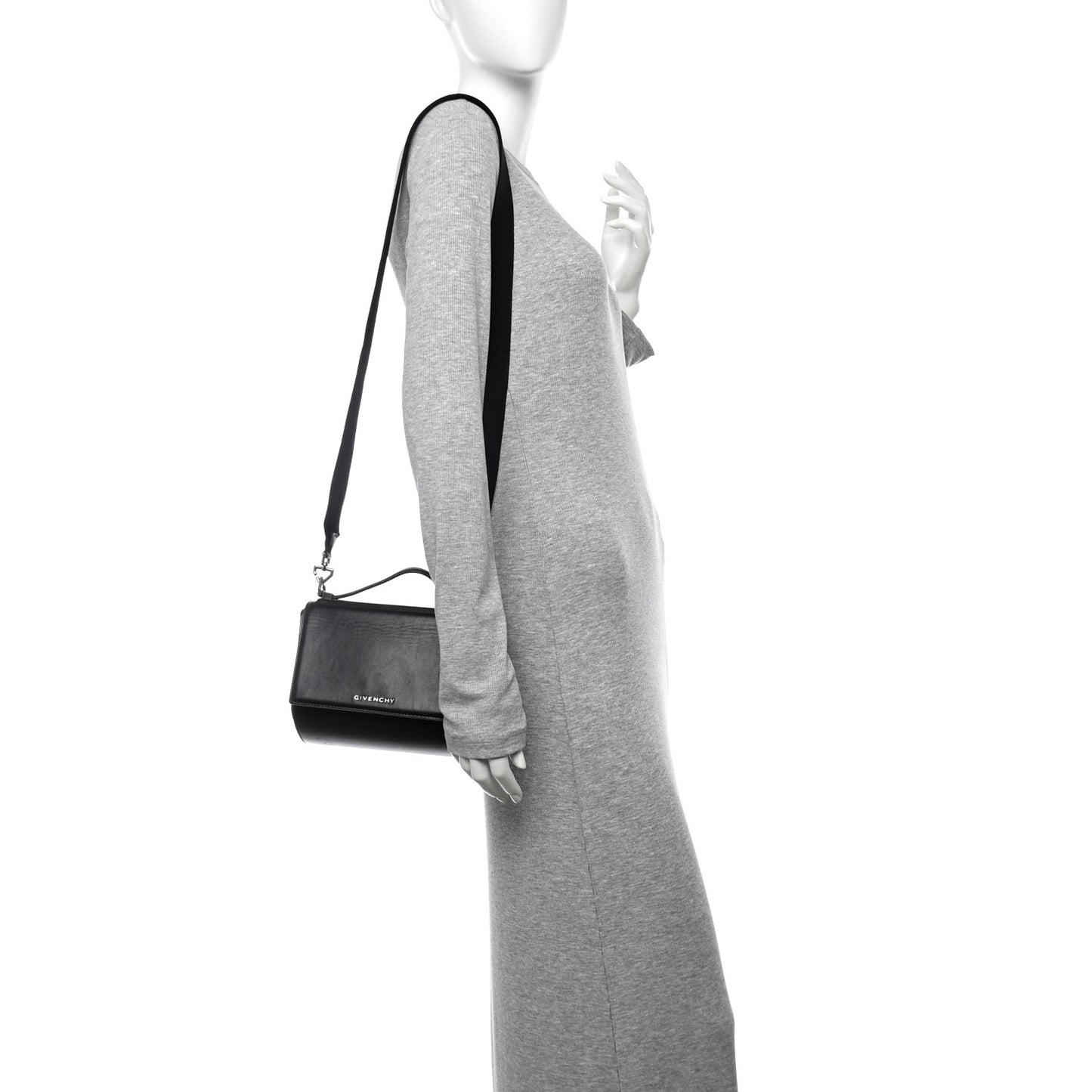 Calfskin Mini Pandora Box Logo Strap Crossbody Bag Black