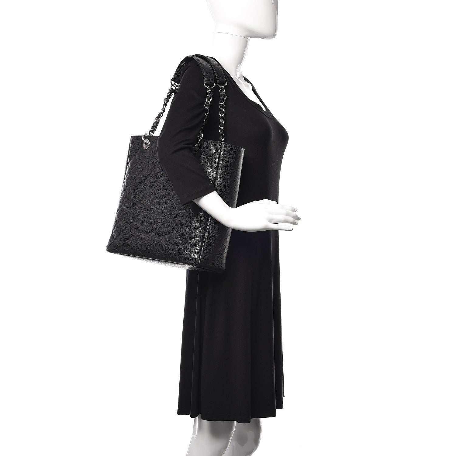Chanel Caviar Quilted Petit Shopping Tote PST Black 2 of 10