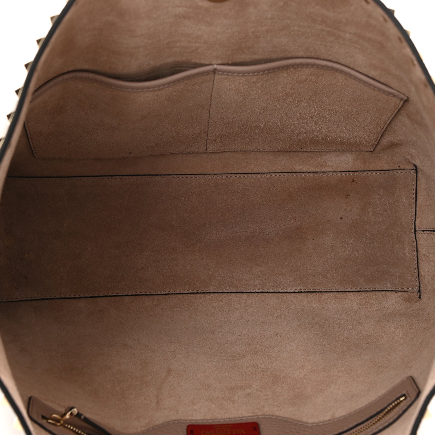 Grained Calfskin Rockstud Shoulder Tote Poudre