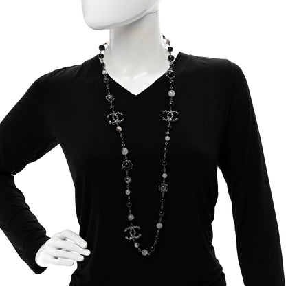 Chanel Ruthenium Pearl Beaded CC Long Necklace Black 2 of 4