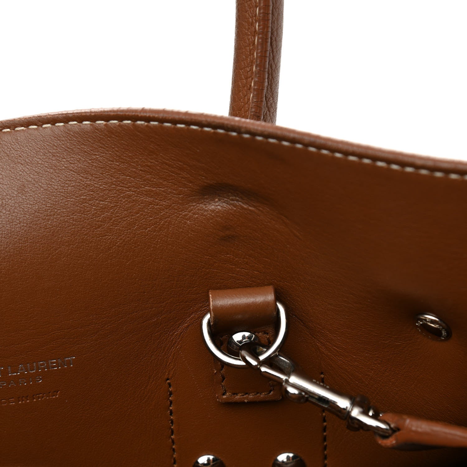Saint Laurent Grained Calfskin Topstitch Small Sac De Jour Cognac 12 of 12
