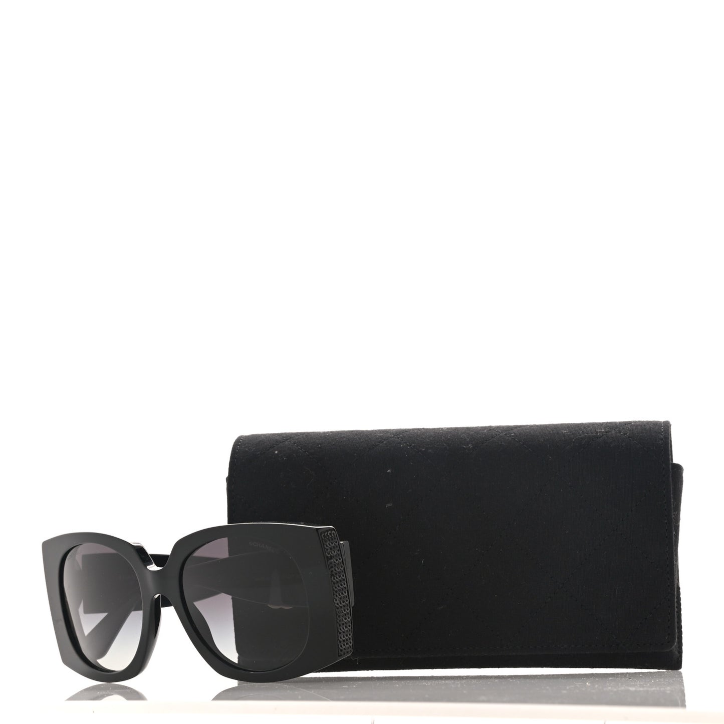Acetate Sequin Rectangle Sunglasses 71407 Black