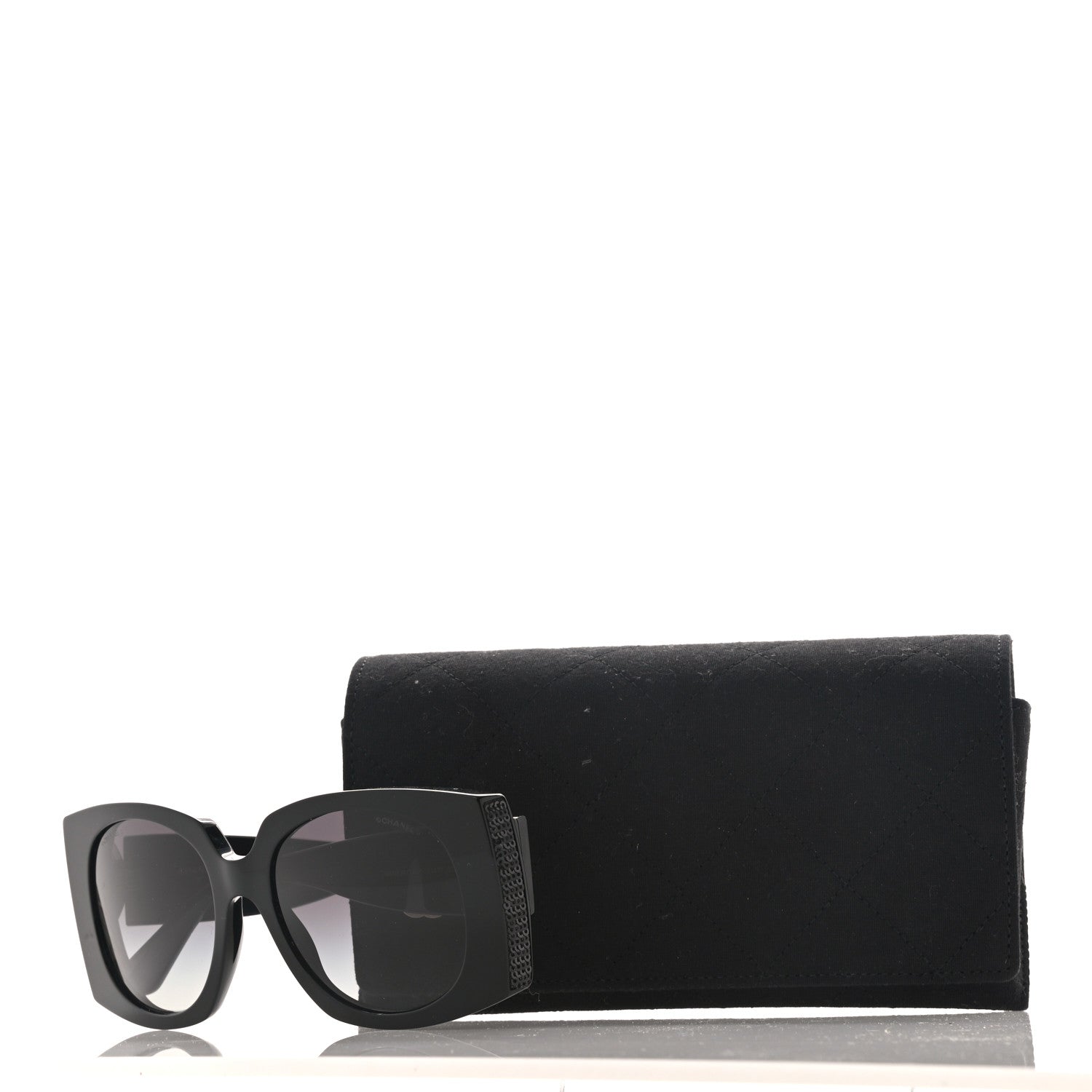 Chanel Acetate Sequin Rectangle Sunglasses 71407 Black 8 of 8