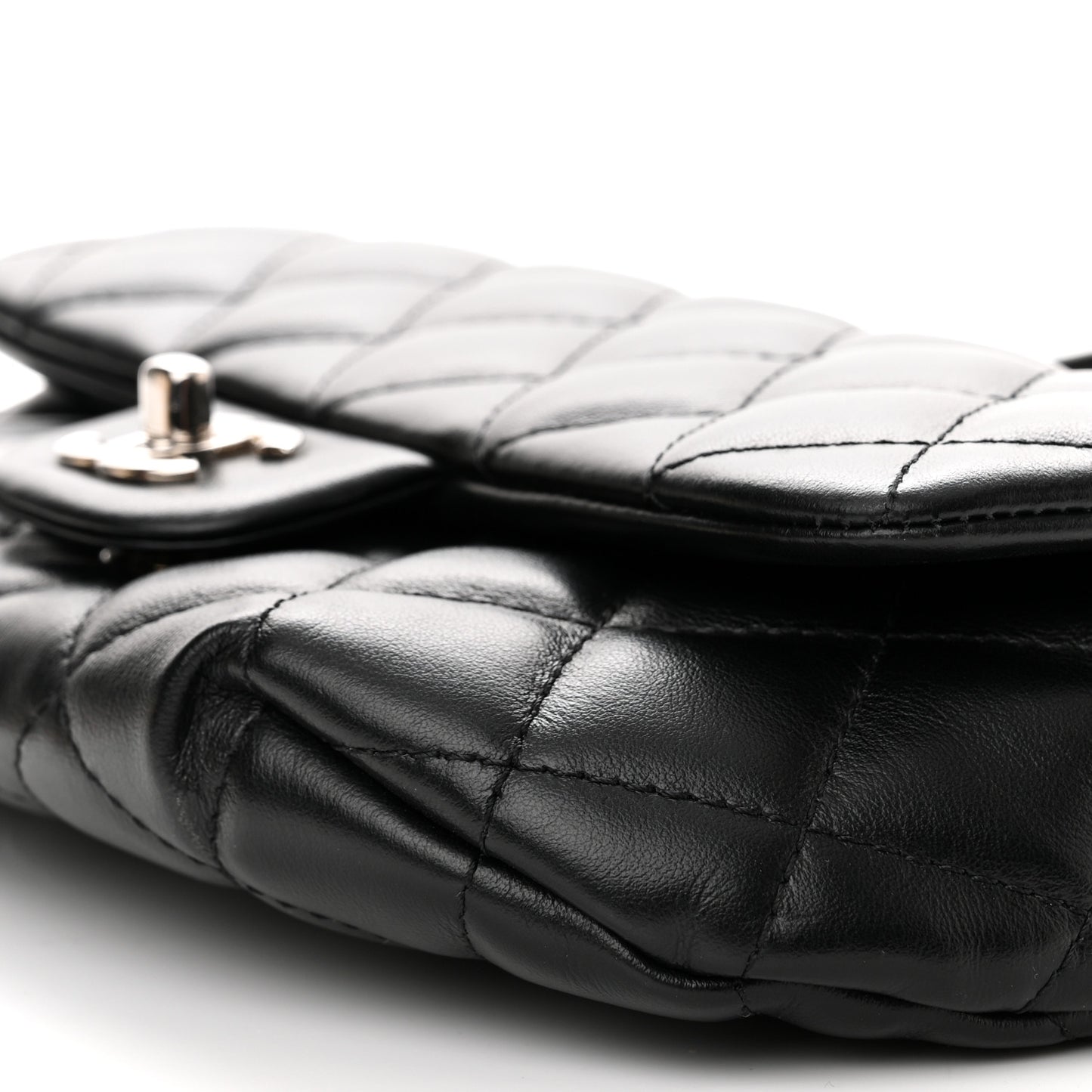 Calfskin Quilted CC Uniform Flap Belt Bag Black