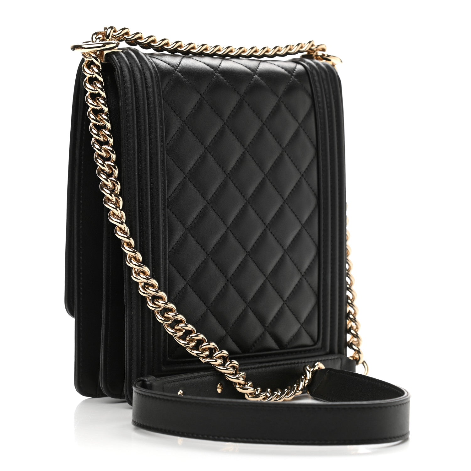 Chanel Calfskin Quilted North South Boy Flap Black 3 of 12
