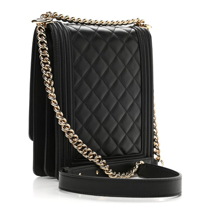 Chanel Calfskin Quilted North South Boy Flap Black 3 of 12