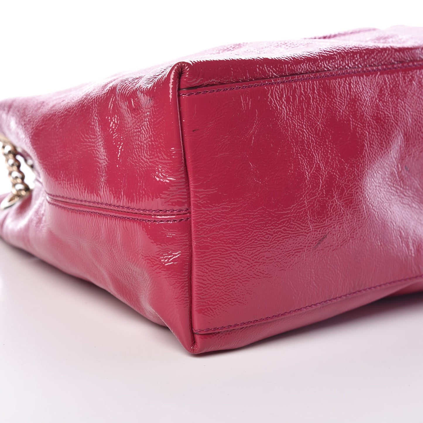 Vernice Naplack Medium Soho Chain Shoulder Bag Bright Bouganville
