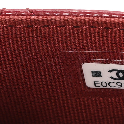 Chanel Caviar Quilted Crystal CC Zip Around Card Holder Red 7 of 7