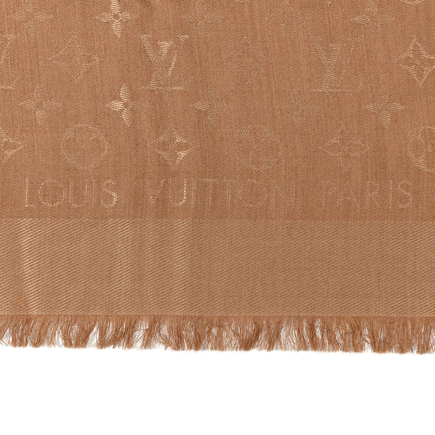 Silk Wool Monogram Shawl Cappuccino