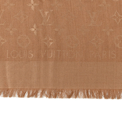 Louis Vuitton Silk Wool Monogram Shawl Cappuccino 2 of 4