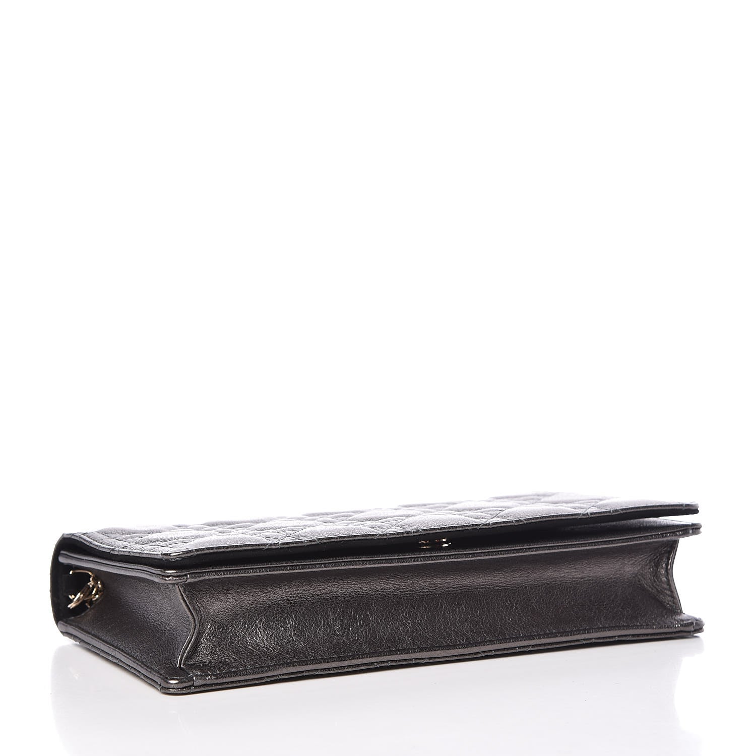 Christian Dior Metallic Calfskin Cannage Lady Dior Convertible Clutch Gunmetal 5 of 14