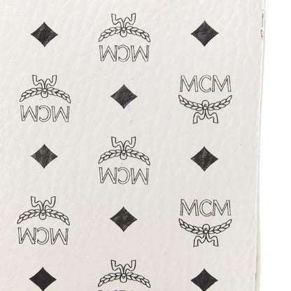 MCM Visetos Liz Shopper Tote Pouch White 10 of 13