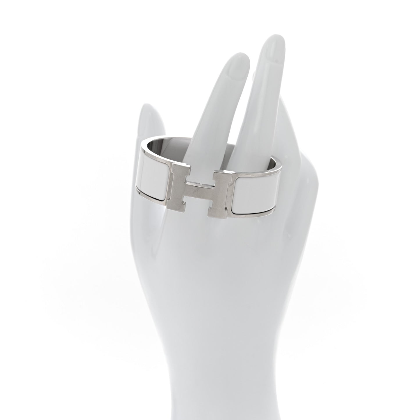 Enamel Wide Clic Clac H Bracelet PM White