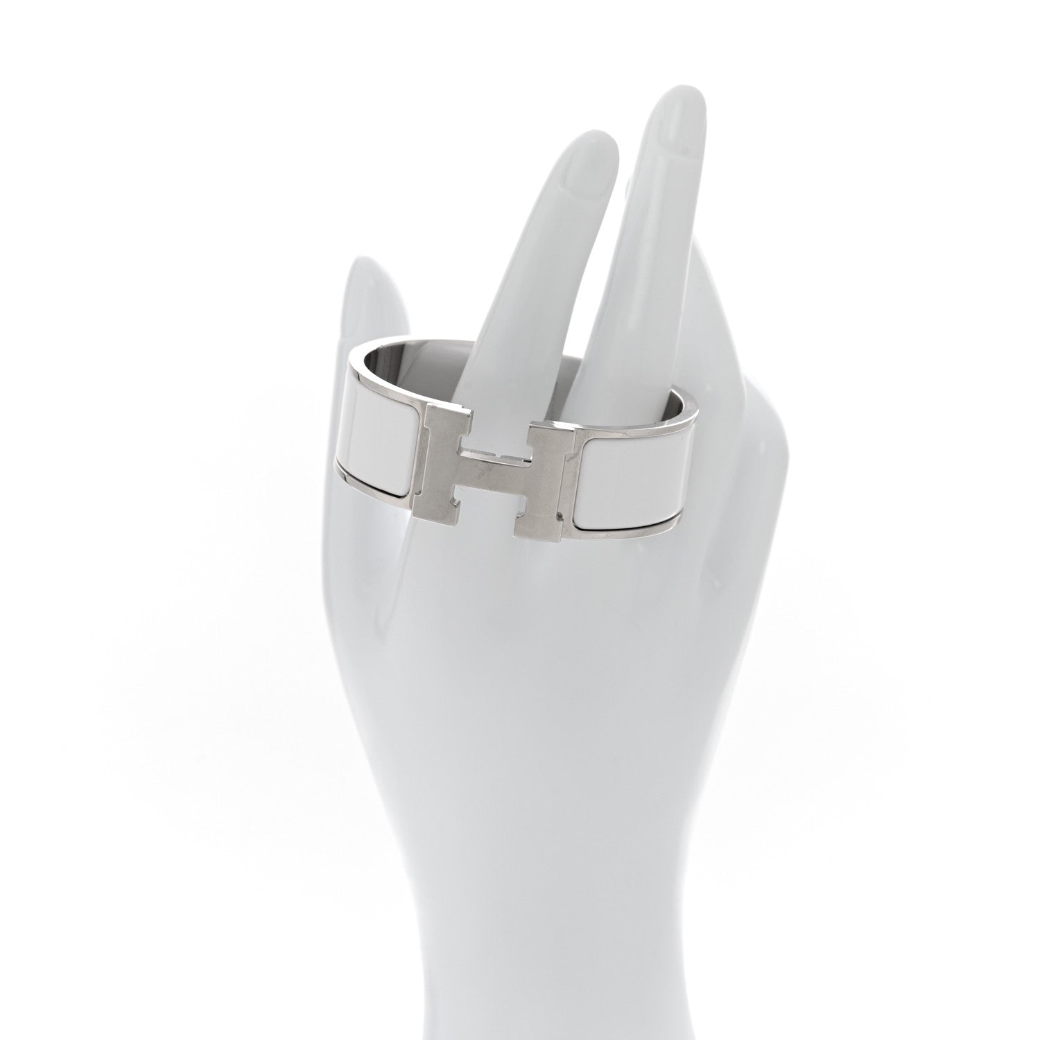 Hermes Enamel Wide Clic Clac H Bracelet PM White 2 of 4