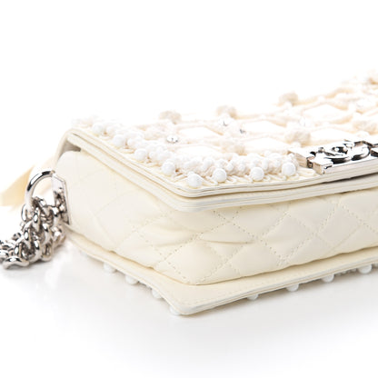 Chanel Lambskin Crystal Beads Embellished Medium Boy Flap White 8 of 9