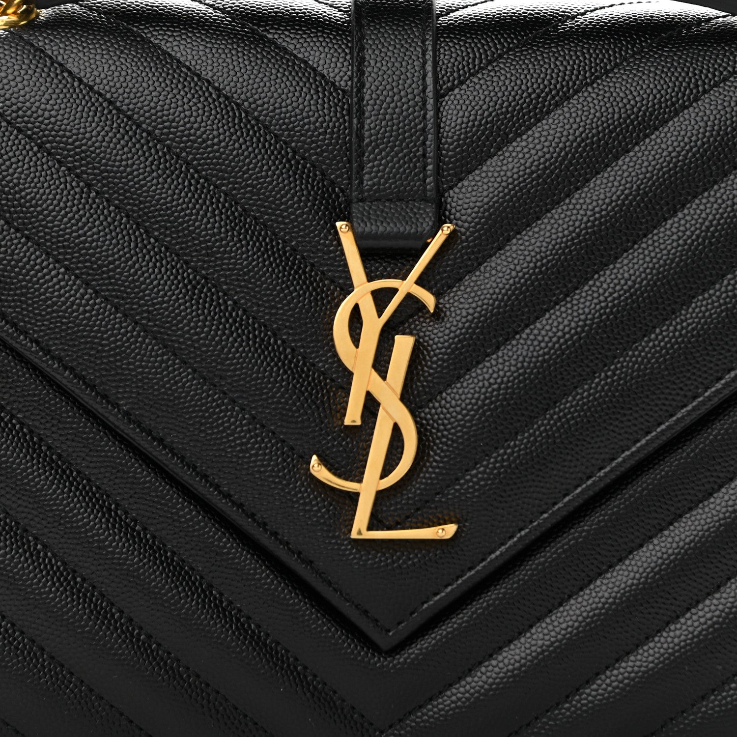 Saint Laurent Grain De Poudre Matelasse Chevron Medium Monogram Satchel Black 8 of 11
