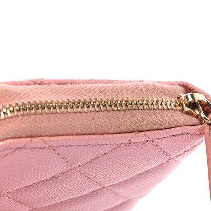 Chanel Iridescent Caviar Quilted Medium Zip Around Wallet Pink 9 of 9