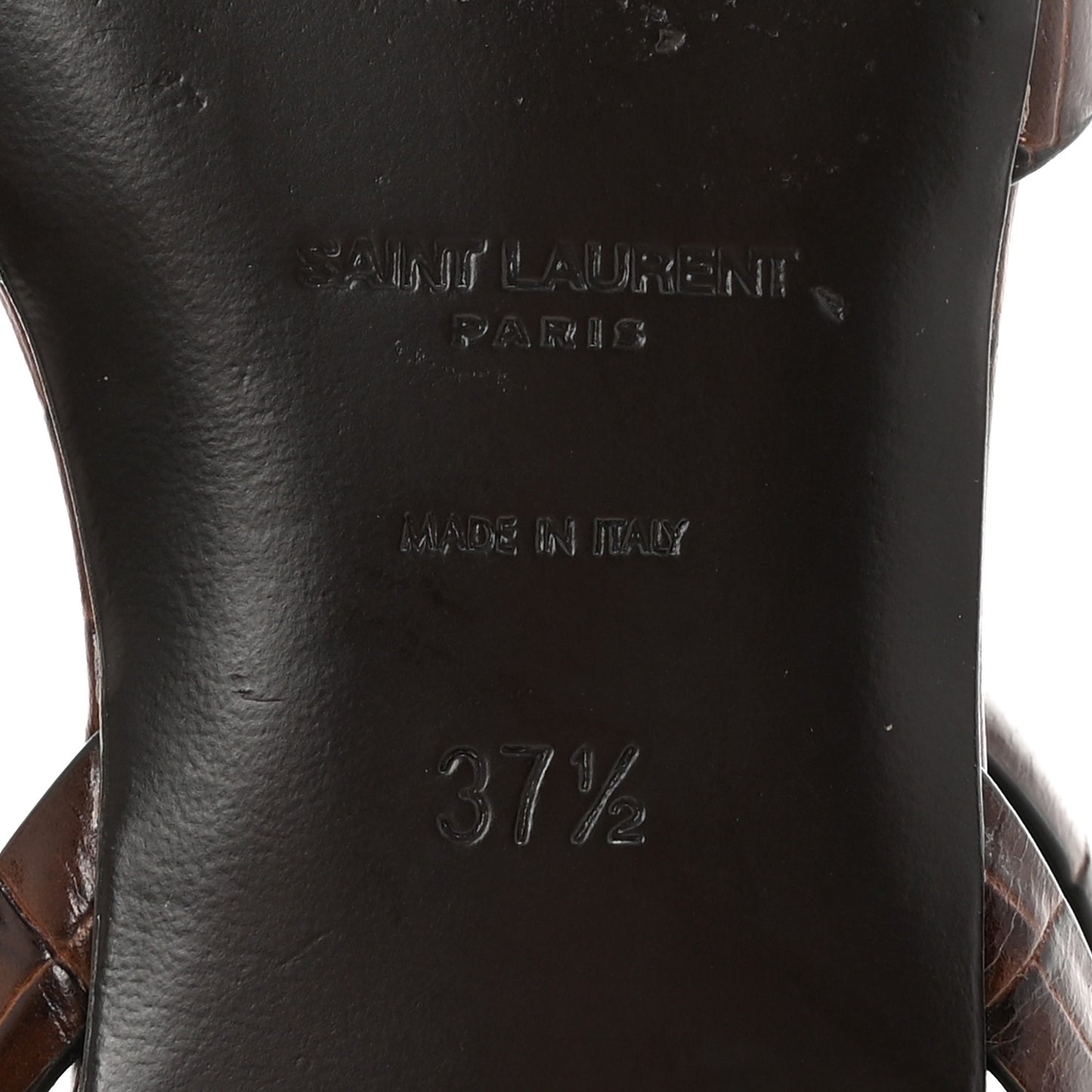 Calfskin Crocodile Embossed Tribute 05 Ankle Strap Sandals 37.5 Moro