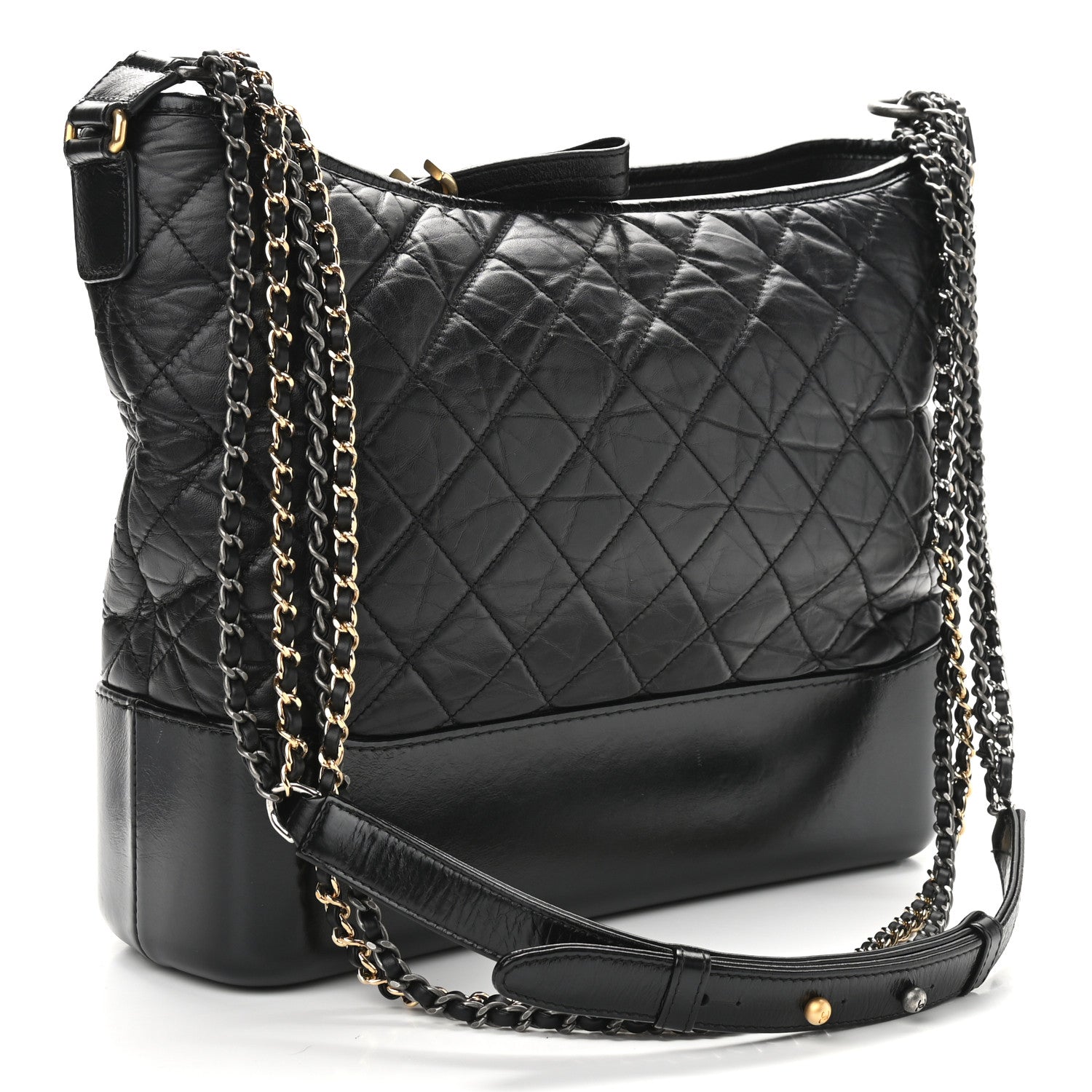 Chanel Aged Calfskin Quilted Large Gabrielle Hobo Black 3 of 13