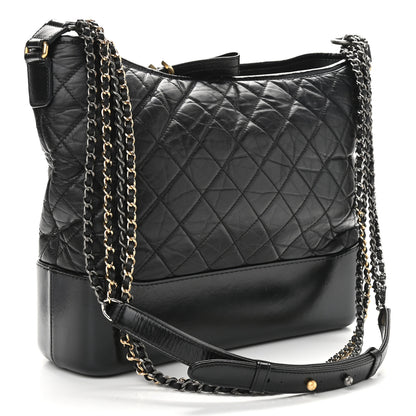 Chanel Aged Calfskin Quilted Large Gabrielle Hobo Black 3 of 13
