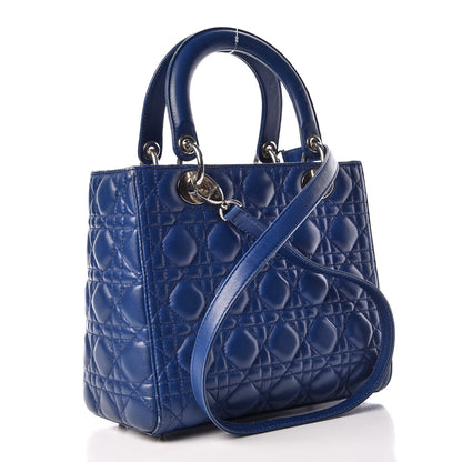 Christian Dior Lambskin Cannage Medium Lady Dior Navy 3 of 12