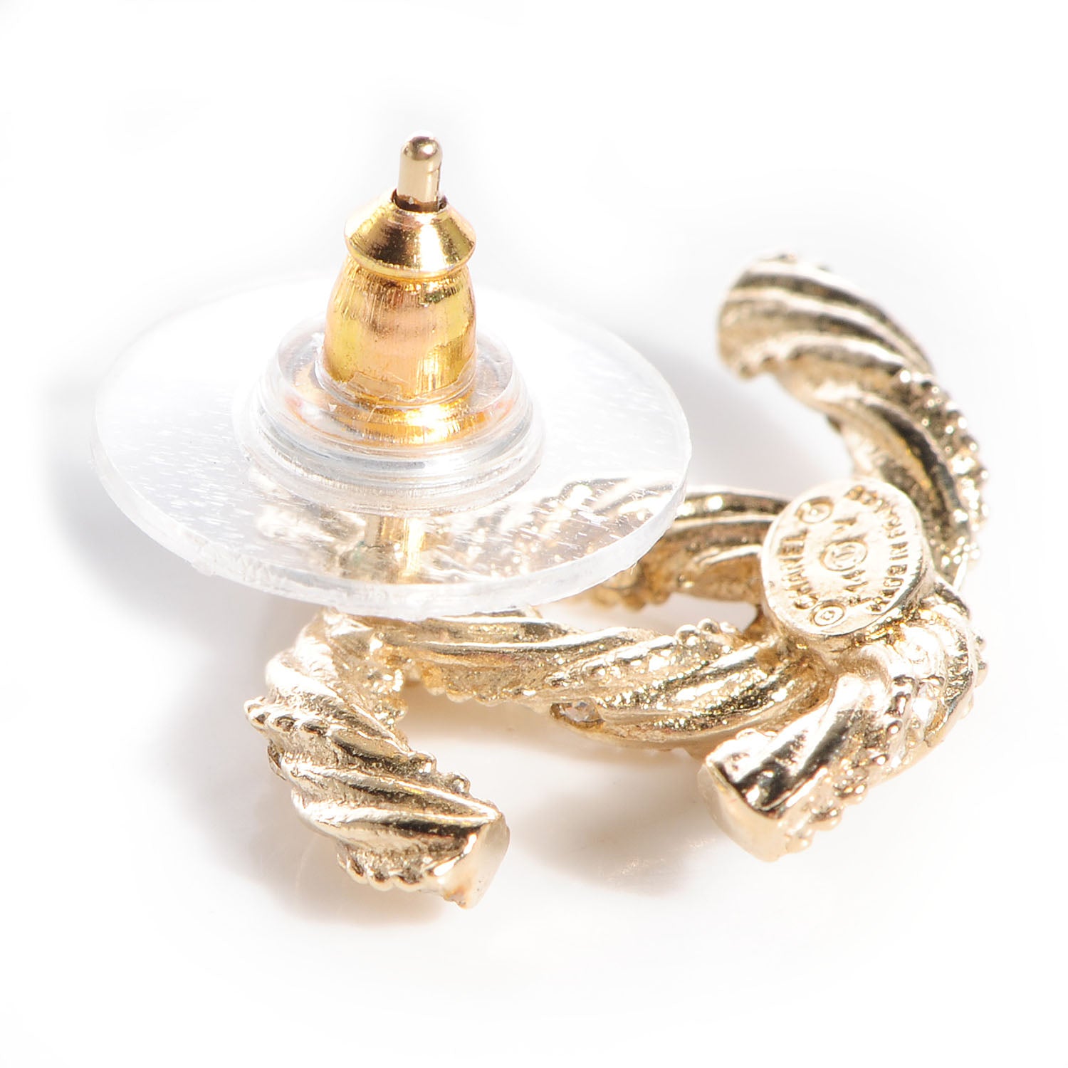 Chanel Crystal Twisted CC Earrings Gold 3 of 5