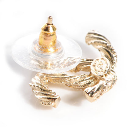Chanel Crystal Twisted CC Earrings Gold 3 of 5