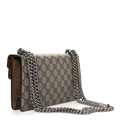 Gucci GG Supreme Monogram Suede Crystal Small Dionysus Shoulder Bag Beige Ebony Taupe 3 of 10