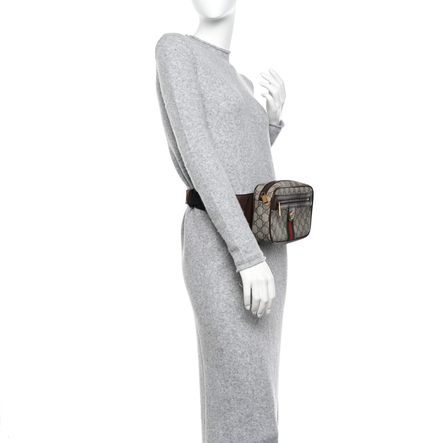 Soft GG Supreme Monogram Medium Ophidia Belt Bag Dark Brown